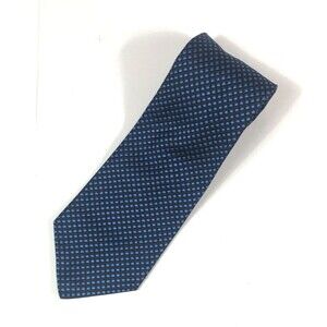 Vintage Mario Valentino Men's 100% Italian Silk Necktie w/ Geometric Pattern Blu